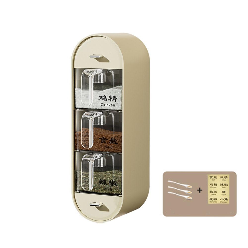 Sealed Wall-Mounted Seasoning Box Plastic Spice Container Practical Spice Dispenser  for Home