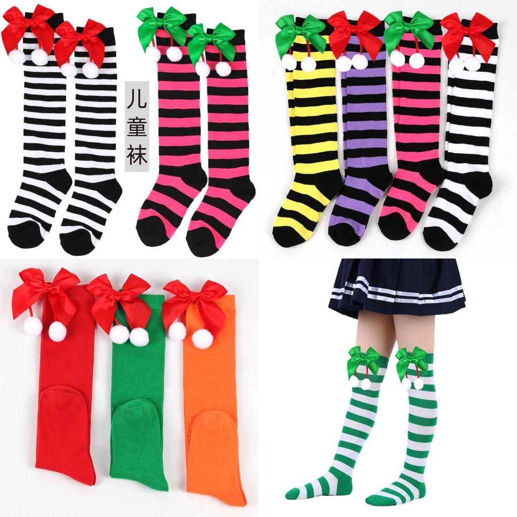Cute Butterfly Bow Christmas Socks For Girls Long Tube Polyester Fabric