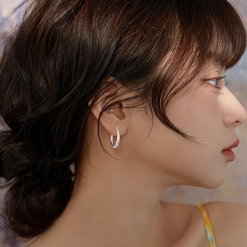 925 Sterling Silver Earrings Women's Circles Premium Sensitive Ear Bone Nails Sleeping Free Ear Hole Earrings Earrings Earrings