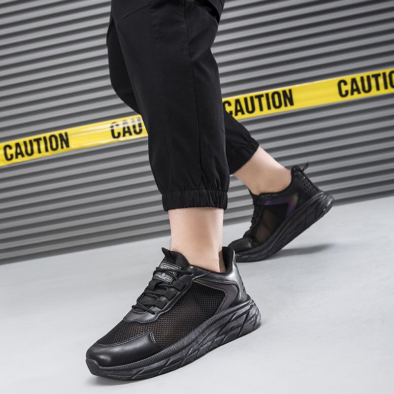 Men's Sports Shoes Autumn Breathable Black Mesh Men's Soft-soled Trendy Running Shoes Lightweight Fly-woven Casual Shoes