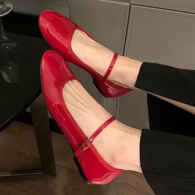 Mode Sommer Neu Runde Zehenpartie Damen Mary Jane Schuhe Flache Damen Freizeitschuhe Ballerinas Weiche Sohle Elegantes Leder Uni Damen Schuhe