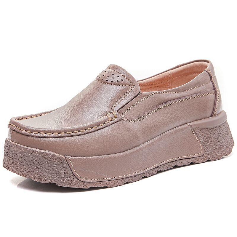 

Женская обувь большого размера сезон коровья кожа обувь для мамы танкетка платформа маффины женские на одном педале 42