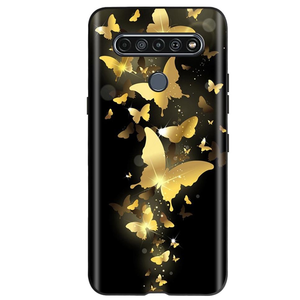 Black TPU Cover For LG K61 2020 CaseCute Cat Pattern Coque For LG K61K 61 LGK61 Luxury Matte Shockproof Protection Etui Bumper