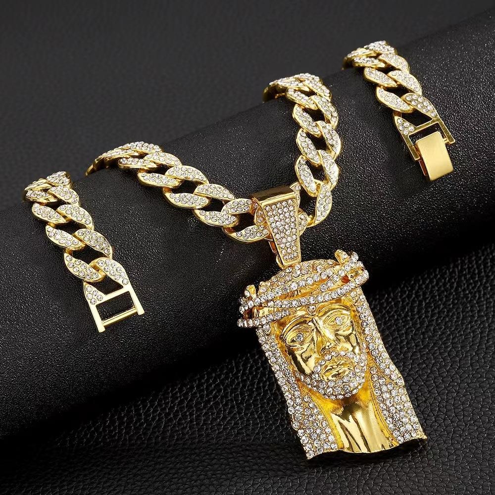 Men'S Jewelry Accessories Personality Exaggerated Human Avatar Pendant Alloy Rhinestone Hip Hop Personality Men'S Necklace Pendant Necklace