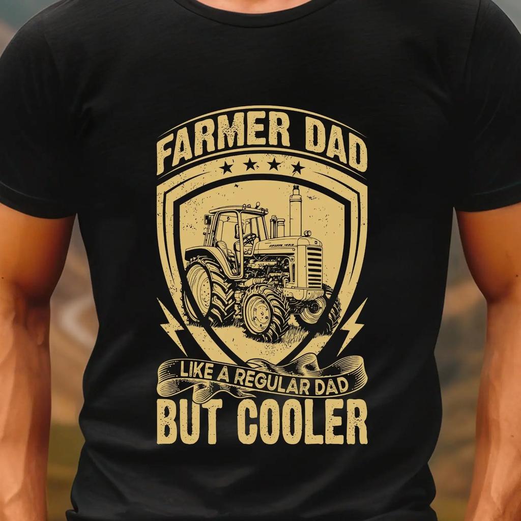 Farmer Dad T Shirt Cooler Fathers Day Dads Cool Father Vintage Casual Streetwear Unisex Soft Versatile Designer Clothes