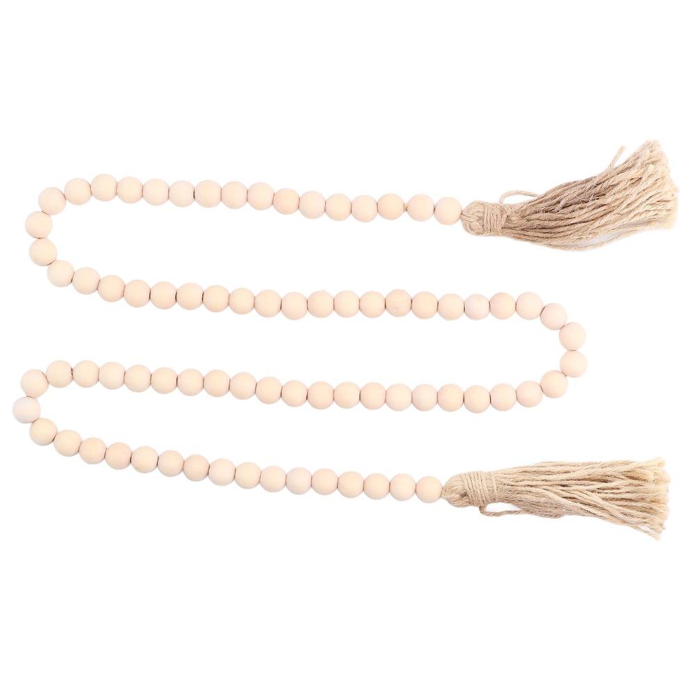 With Tassels Wood Bead Garland 57.87in Boho Wall Hanging Decor Decorative Beads For Coffee Table