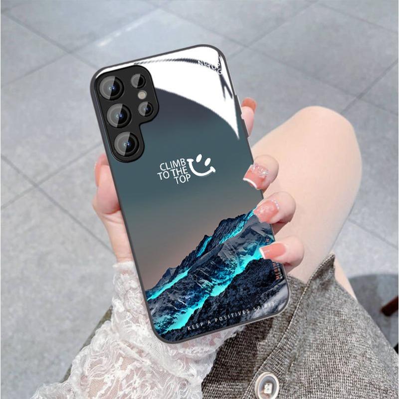 Snow Mountain Is Suitable for Samsung S24ULTRA Mobile Phone Case S23 Glass Mirror S22 Trendy Brand A52A54 Boys New A14