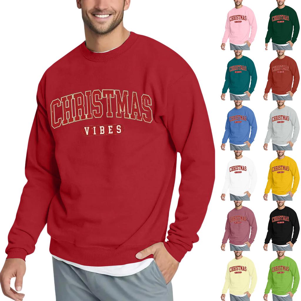 Pánská vánoční mikina volného střihu s kulatým výstřihem