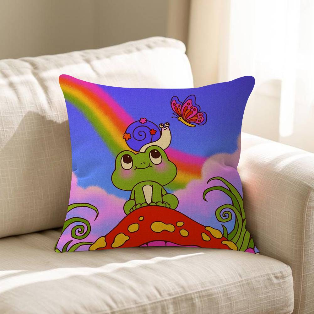 Cartoon Frog Mushroom Pillowcase Toon Gift Cushion Cover Bedroom Home Sofa Chair Seat Decor Pillow Case