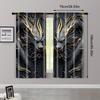 2pcs   Light Filtering Curtains  print Vintage Dragon Totem Black and Golden Versatile Durable Polyester (without rod) Stuff