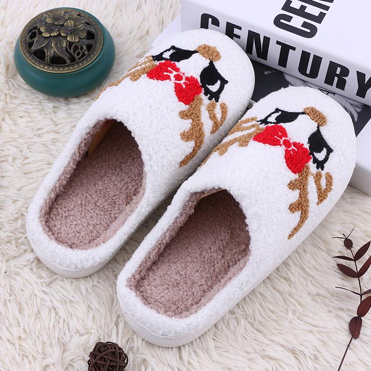 New Christmas Cartoon Deer Cotton Slippers – Warm & Cute for Men and Women