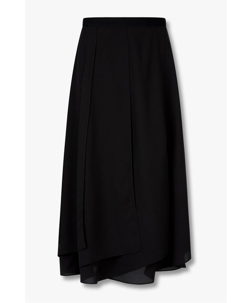 Bobeu Chiffon Layered Long Skirt _Black_7156335001