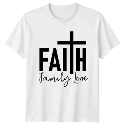 Faith Family Love T-Shirt Inspirational Quote Christian Gift For Him And Her