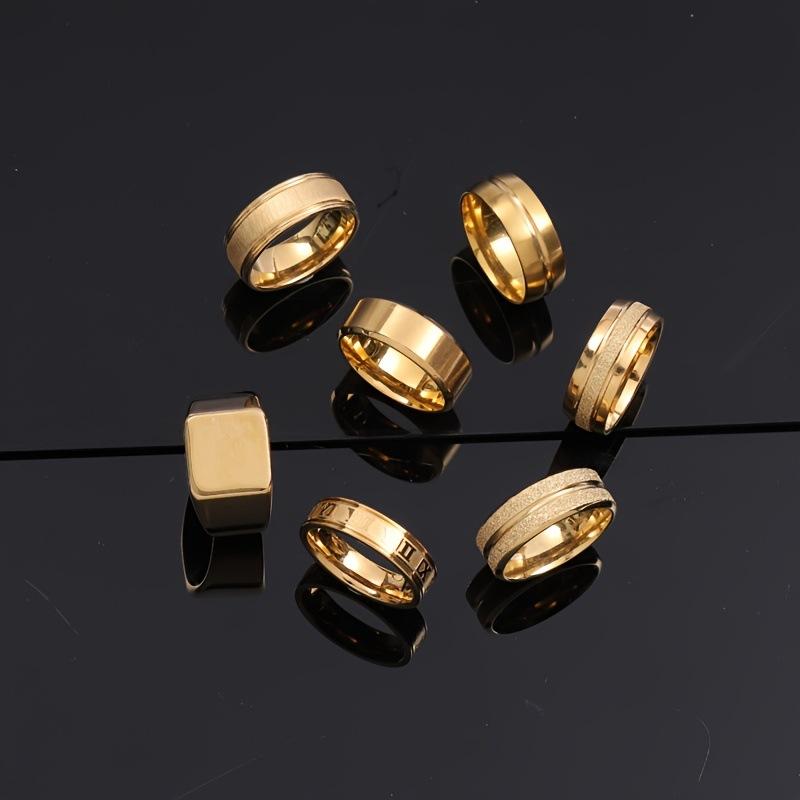 Inel Nou din Oțel Titan Turnat Tridimensional Inel pentru Bărbați Simplu Placat cu Aur de 18k Set Bijuterii din Oțel Inoxidabil Fabrică
