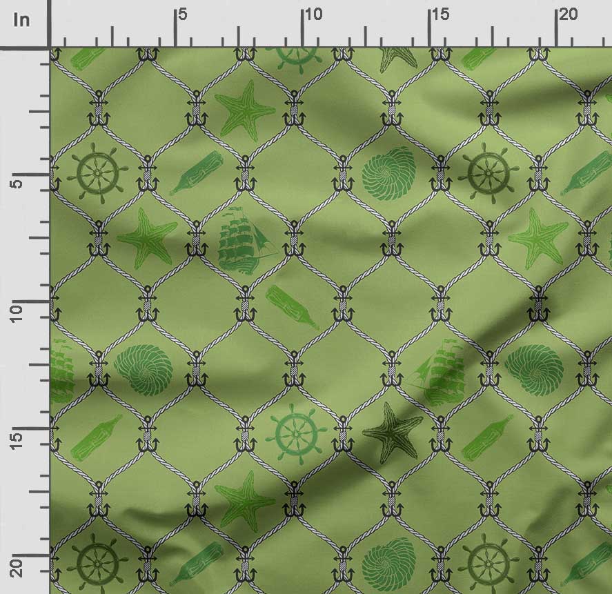 Soimoi Sea Shell Print,  Cotton Cambric, Quilting Fabric Sold by The Yard 42 Inch Wide, Medium Weight Cotton Fabric, Sewing  Supplies,Blue &