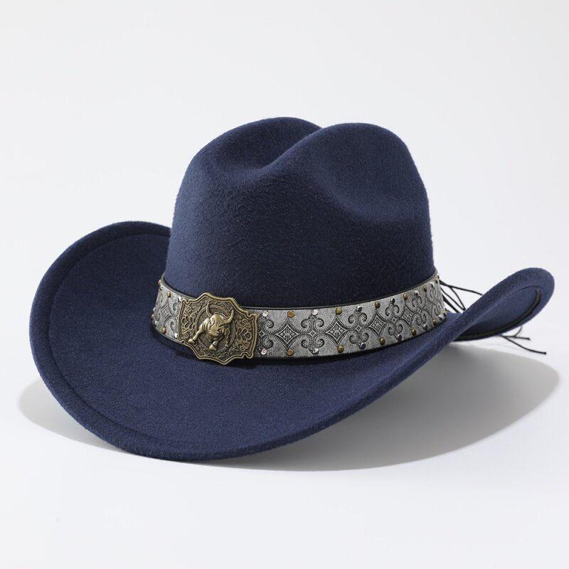 Popular European and American style imitation woolen big-brimmed top hat, men's and women's classic fashion western cowboy hat