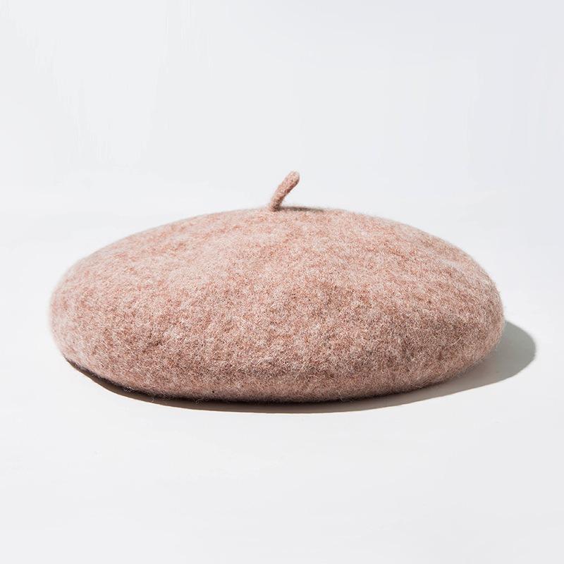Wool Beret Hat Women's Autumn and Winter Big Head Circumference British Retro Octagonal Painter Hat