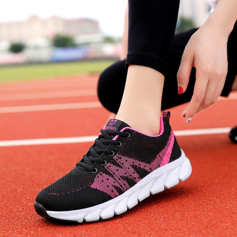Women's shoes 2019 autumn new Korean version lightweight double mesh sports shoes versatile soft-soled running shoes lace-up casual shoes women