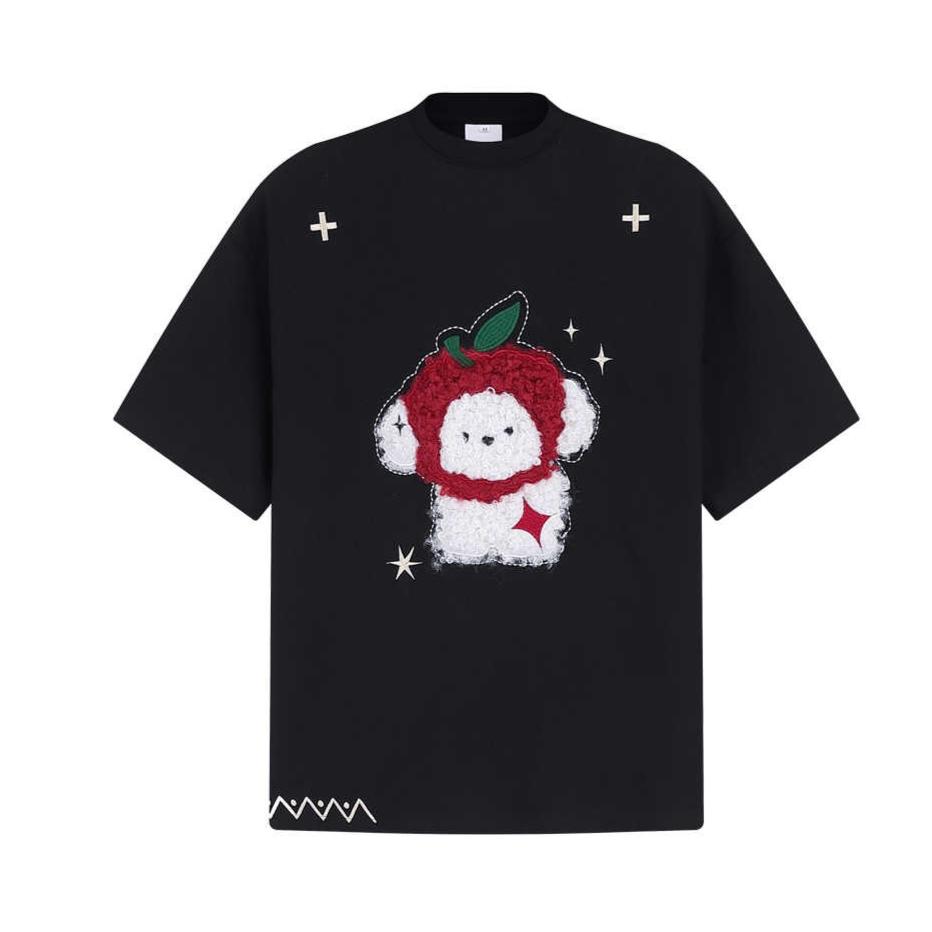 Sommer Reine Baumwoll-T-Shirts für Damen Niedliche Cartoon O-Ausschnitt Oversized Tees Koreanisch Y2k Damenkleidung Lässig Kurzarm y2k Tops