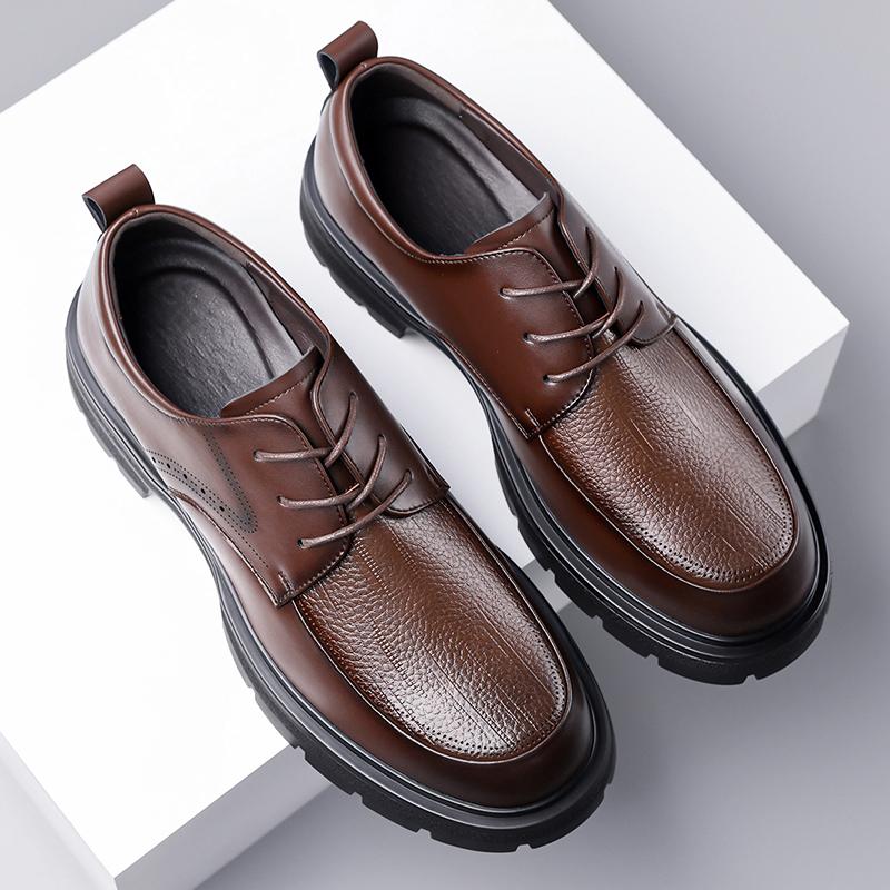 Fashion Stylish Casual Men's Shoes New Arrival Lace Up Oxford Shoes Soft Simple Formal Dress Footwear Thick Bottom Male Business Shoes