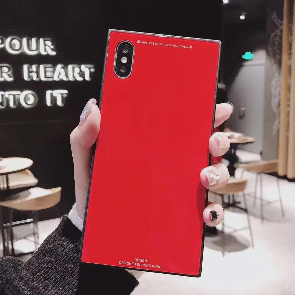 Apple 14 Pro/Max Drop-Proof Square Case: Solid Color, Glass Shell, Full Soft 13 Pro Right Angle Protection