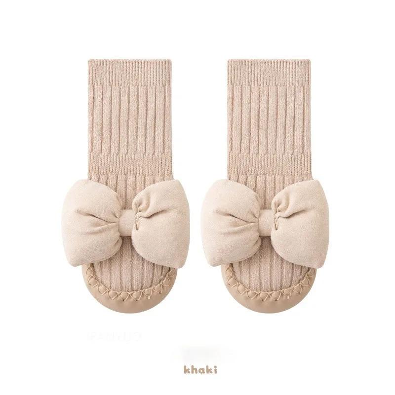 

Autumn Baby Bow Middle Tube Socks Shoe Girls Princess Anti Slip Floor Shoes Soft Soled Children Toddler Shoes Kids First Walkers 11(0-6Months)