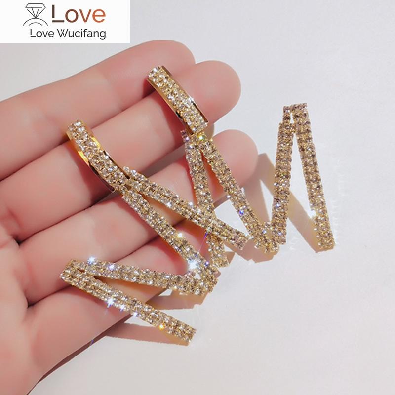 

Преувеличенные серьги в форме буквы M со стразами для женщин, висячие серьги с геометрическим рисунком, модные серьги-подвески, ювелирные изделия, подарок на вечеринку