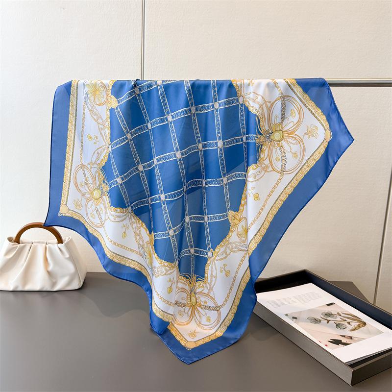 Luxury Design Print Silk Head Scarf For Women Square Hijab Soft Neck Tie Female Fashion Decorate Silk Headscarf Kerchief