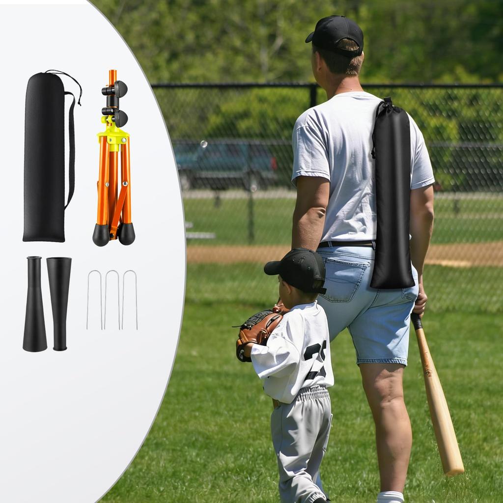 Podstawka do odbijania dla dzieci, 52-80 cm, Bezstopniowa, do Baseballu, Treningu, Odbijania, Softballu i Baseballu Młodzieżowego, Regulowana Wysokość, Przenośna Torba do Przechowywania,
