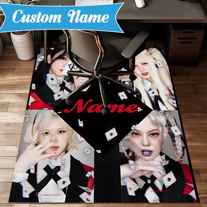 Custom Name Kpop Aesthetic Collage Rug for Living Room, Game Rooms, Office, Bedroom, Floor Mat Playful Design, fan gifts Christmas decor