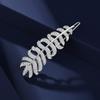 Elegant Feather Design Hair Clip Cubic Zirconia Full Paved 925 Silver Hairpin Daily Hair Accessories