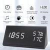 M-Modern-LED Student Clock Simple Wooden Clock Temperature Display Sound Control Clock Desktop Home Decorative Ornaments