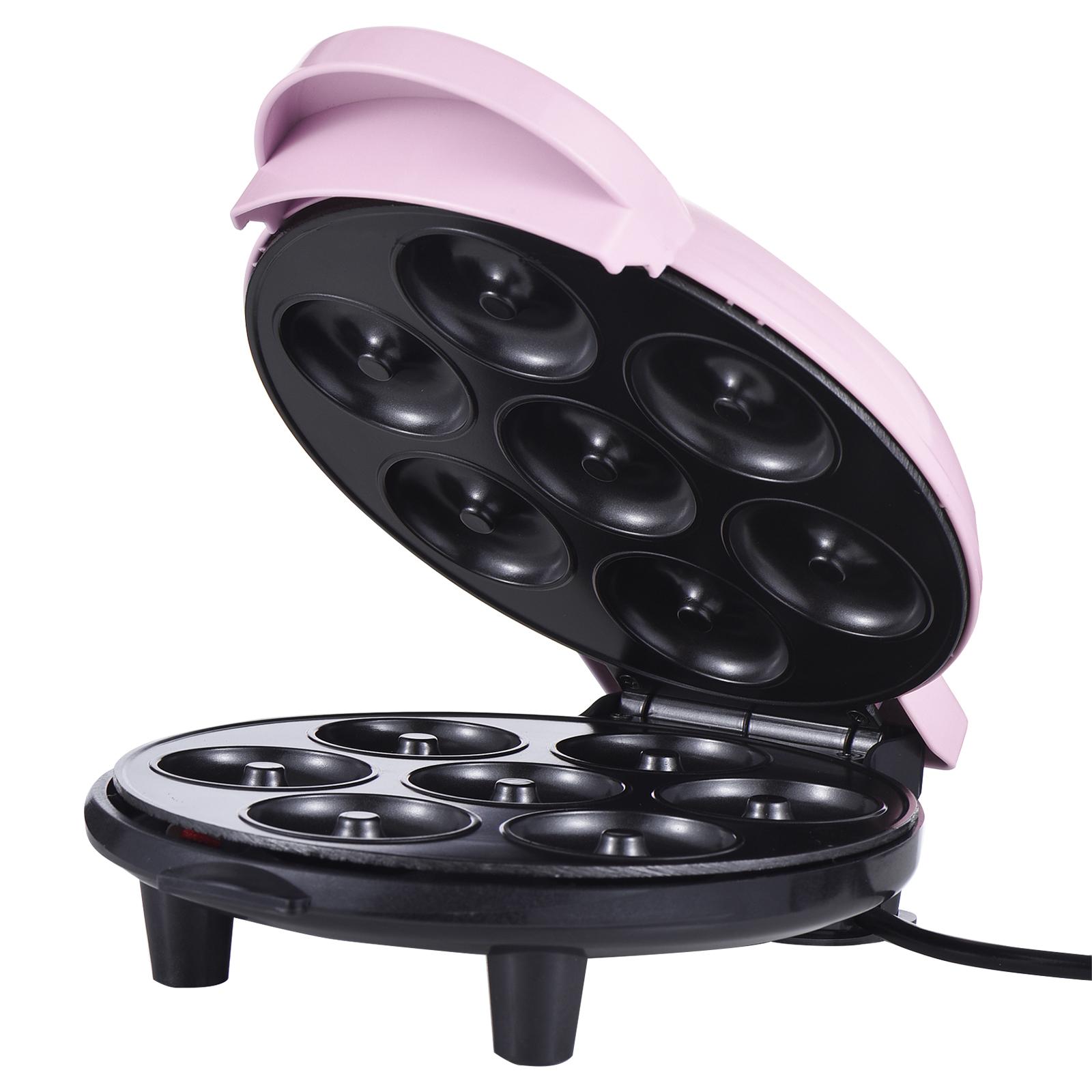 

Электрическая мини-машина для приготовления пончиков мощностью 700 Вт с двухсторонним нагревом и антипригарным покрытием для завтраков, десертов, закусок, семейных вечеринок, выпечки EU розовый