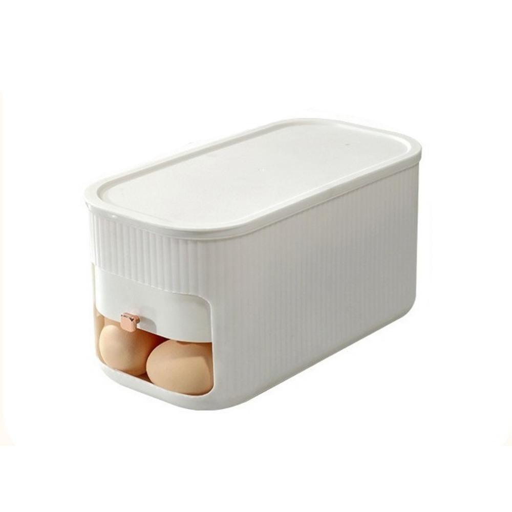 

Plastic Egg Storage Box Large Capacity Food Grade Scrolling Egg Holder with Lid Space Saving Roll Off Egg Storage Rack Kitchen білий