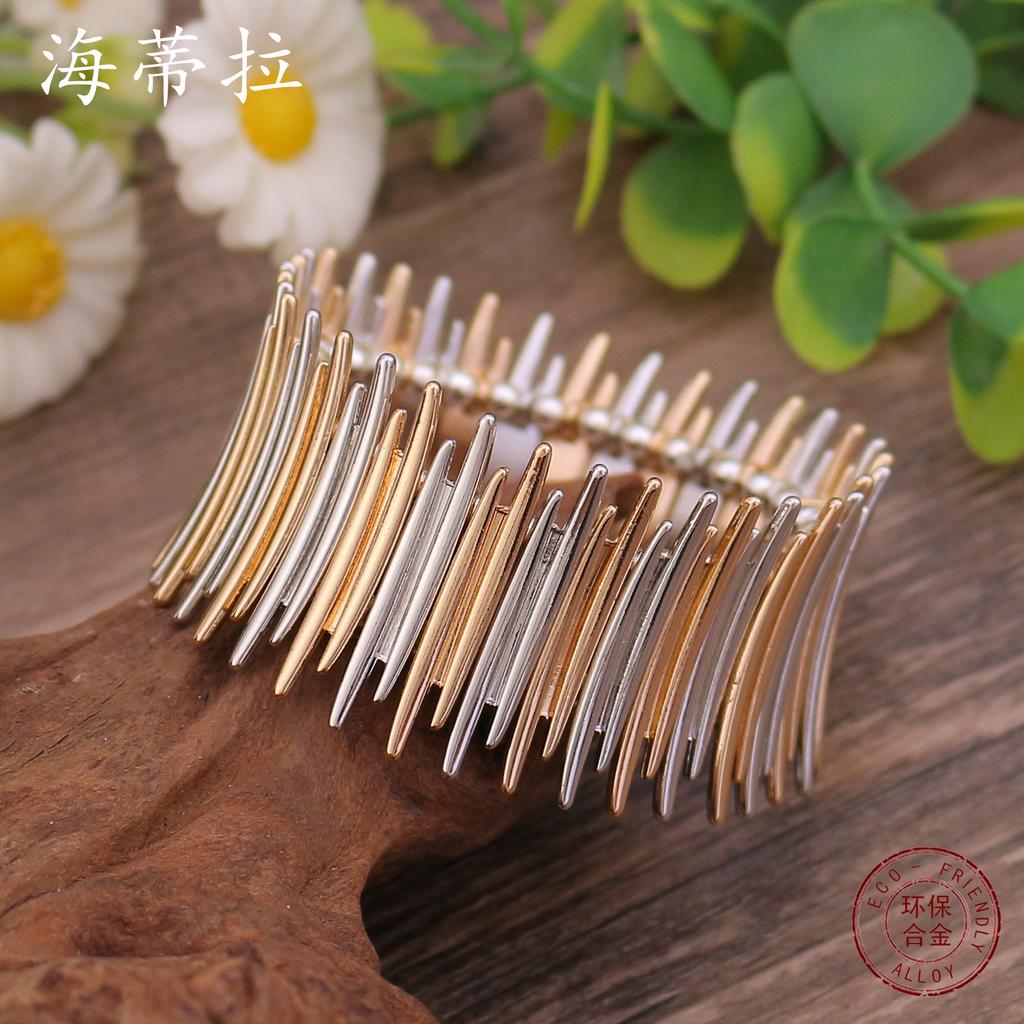 Original two-color splicing thorn elastic alloy bracelet, advanced sense irregular men's and women's environmental protection alloy bracelet