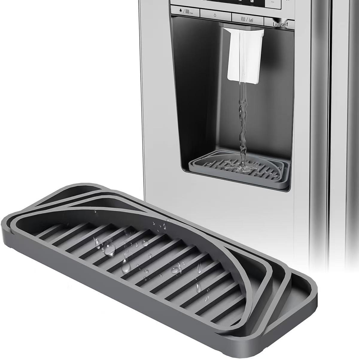 

Регулируемый силиконовый поддон для капель для диспенсера для воды, холодильника и кофеварки серый