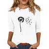 Women's Fashionable Casual Three Quarter Sleeve  Printed Collar Pullover Top