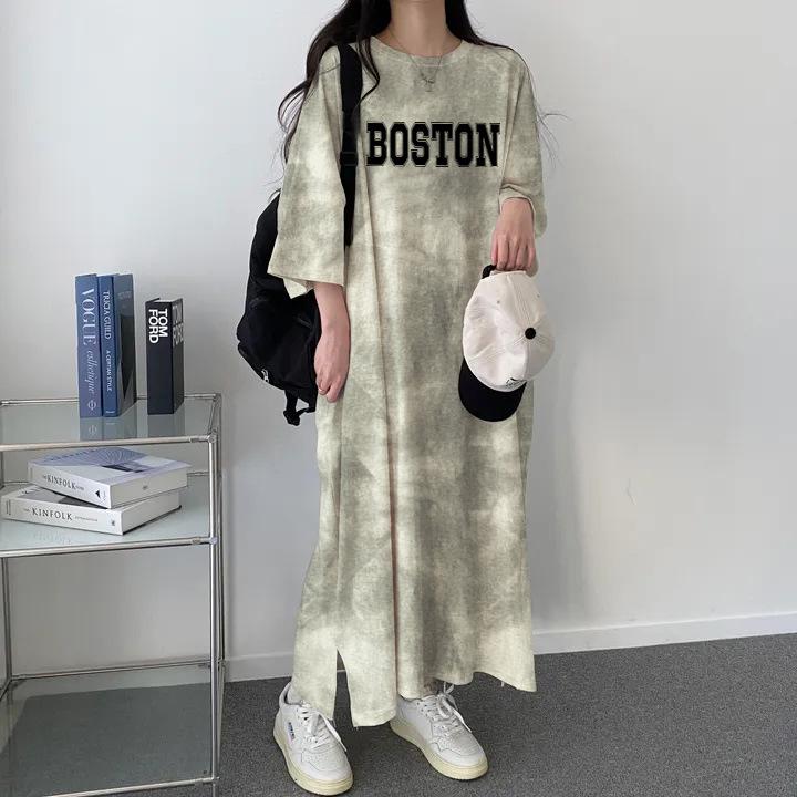 

Платье-футболка с коротким рукавом в стиле тай-дай в корейском стиле для женщин - Модная летняя мода M