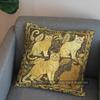 2D Golden Cats With Branches Pattern Pillow Cover Pattern Cushion Cover Suitable For Sofa Bedroom Car Pillow Cover