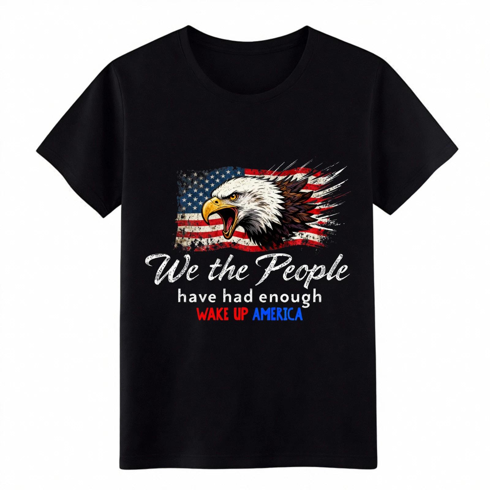 We The People Patriotic Bald Eagle Graphic Shirt Wake Up America Unisex Flag Tee M
