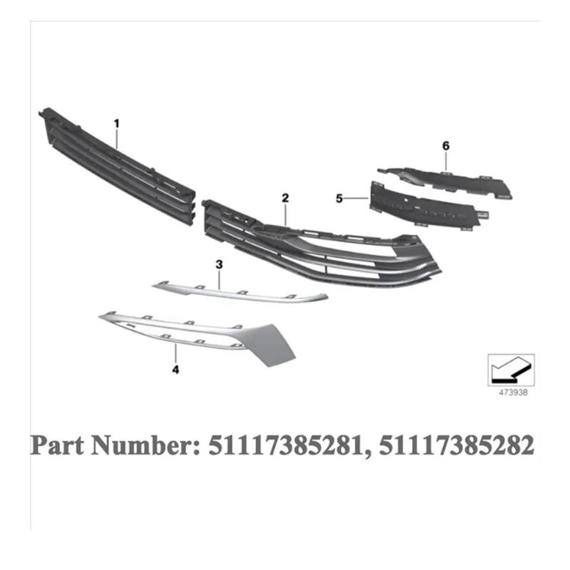 2 Stück Nebelscheinwerfer-Zierleiste fErsetzt Teilenummer 51117385281 51117385282 Wetterbeständig Upgrade Auto-Look