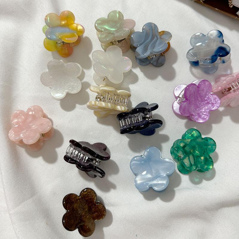 Ins  Cute 2.5cm Mini Little Flower Hair Clip Simple Cute Acetic Acid Color Magic Top Clip Side Clip Hair Accessories
