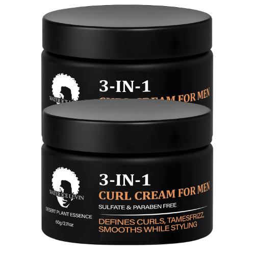 3-in-1 Lockencreme für Männer, Sulfat- & Parabenfrei, Definiert Locken & Bändigt Frizz, Glatte Styling-Creme. Smoothing & Straightening gray