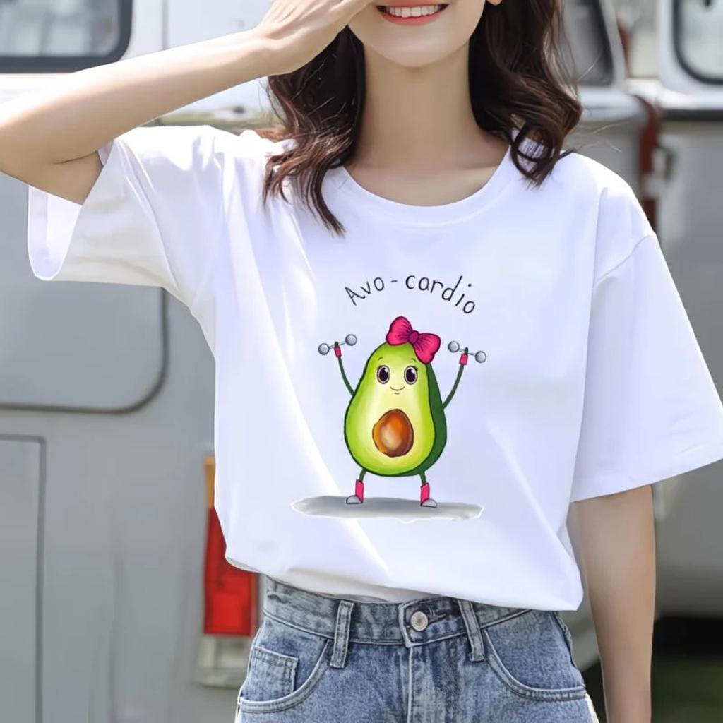 Lovely Sweet Avocado Tee Top Fashion T Shirt Clothing Style Trend Casual Short Sleeve Women Print Lady Female Graphic T-shirt