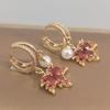Brincos de gota de folha de bordo de zircônia vermelha para mulheres 2023 nova moda casamento noivado festa joias acessórios