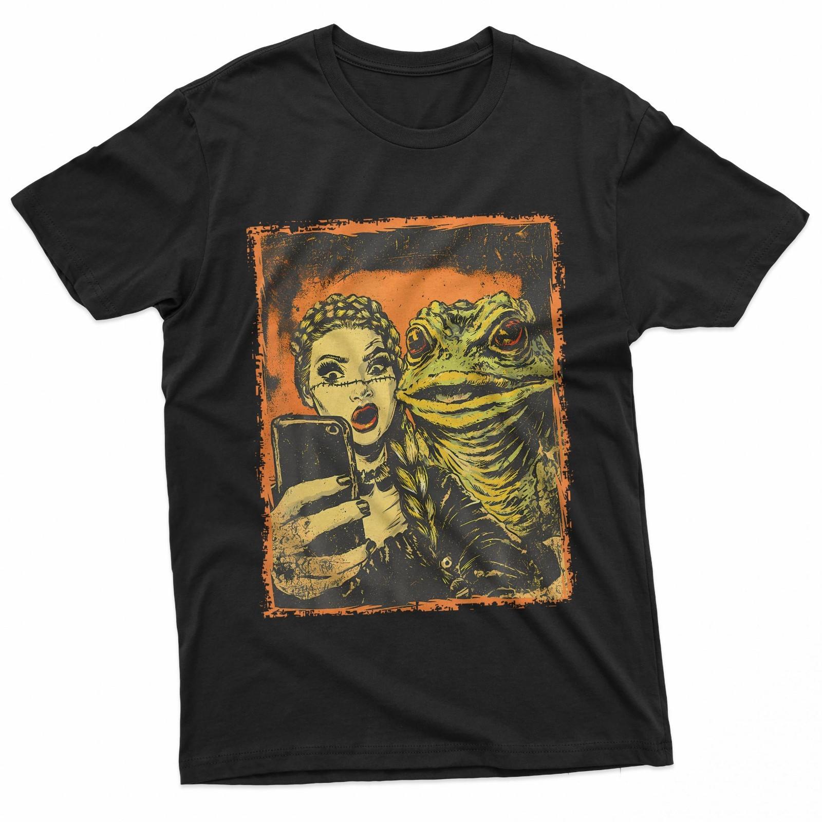 Toad Monster Selfie With Goth Girl Horror Comic Graphic T-Shirt XXL