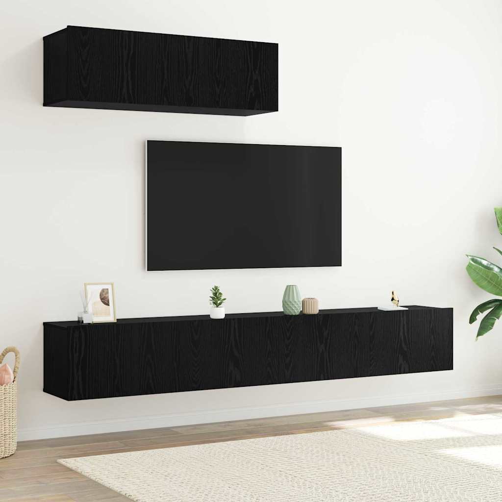 TV Cabinet Set 3 pcs Black Oak Effect Wood Based Material