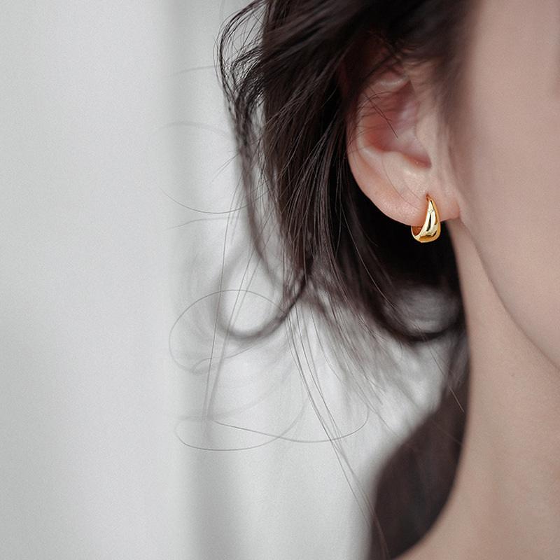 Vintage Gold Plated Smooth Metal Earrings For Women Glossy Shiny French Earrings Luxury Fashion Statement Jewelry Party Gift