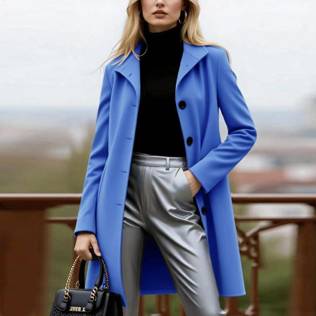 Casacos Para Mulheres Casaco Trench Simples Abotoadura Moda Linha A Outono Inverno