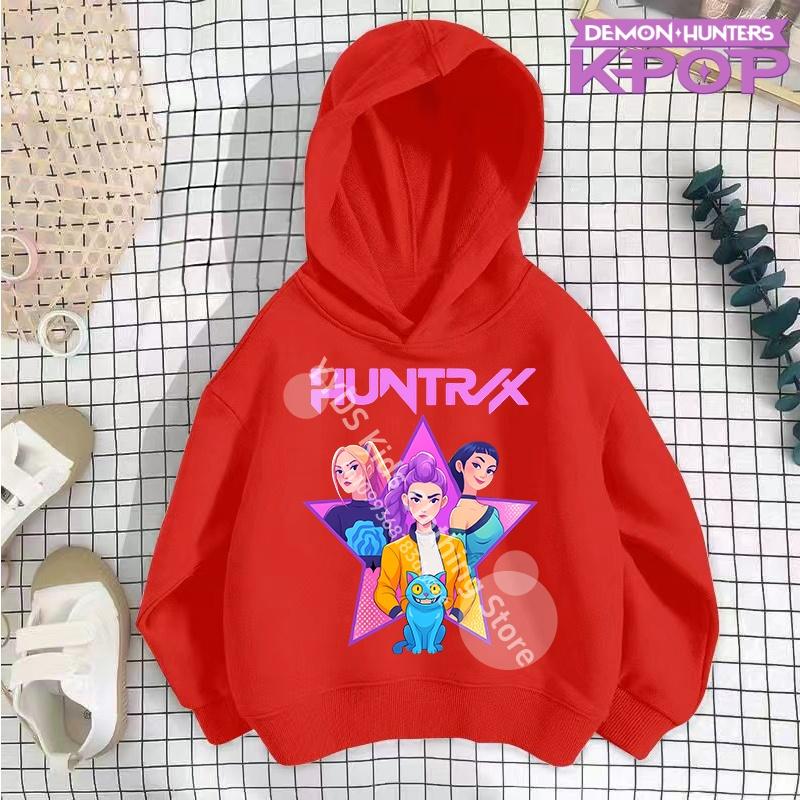 Y2K KPop ציידי שדים קפוצ'ונים נערות מתבגרות בנים רומי KPop ציידי שדים קפוצ'ון סתיו קז'ואל שרוול ארוך בגדי ילדים